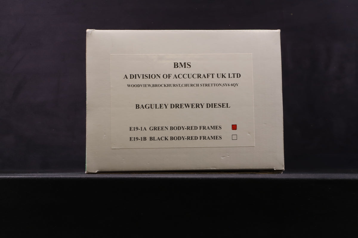 BMS/Accucraft 16mm (45mm Gauge) Baguley Drewery Diesel E19-1A Green Body-Red Frames