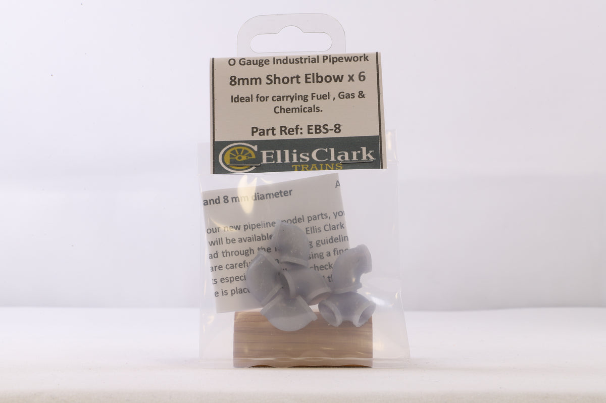 Made in Manchester Models O Gauge Industrial Pipework 8mm Short Elbow Sections (6-Pack) EBS-8
