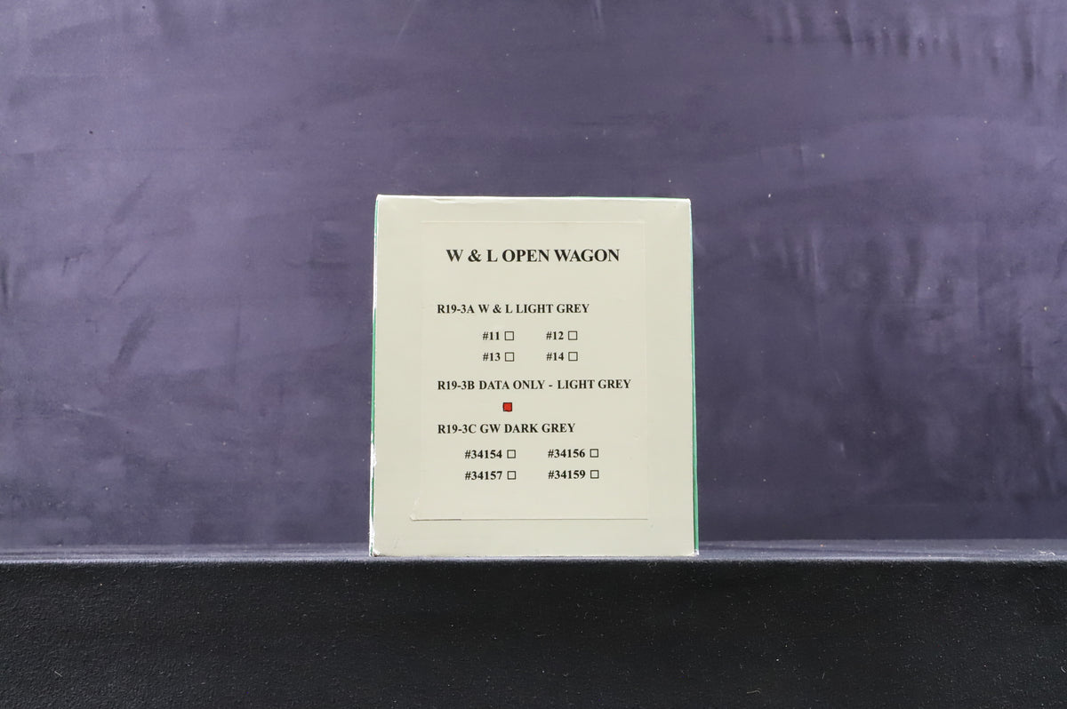 BMS/Accucraft 16mm (32mm Gauge) W&amp;L Open Wagon R19-3B Data Only - Light Grey