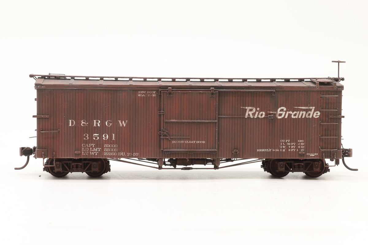 P–B–L (Kit-Built) Sn3 Rake of 5 D&RGW Box Cars Weathered