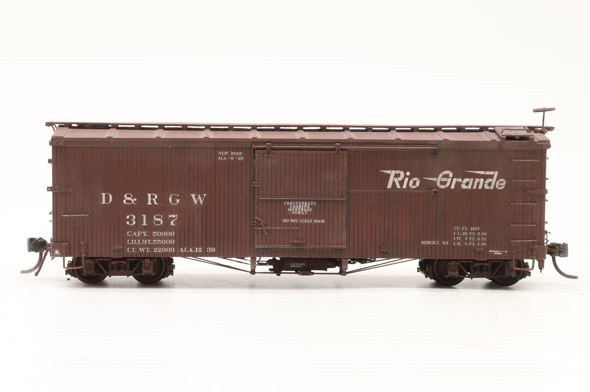 P–B–L (Kit-Built) Sn3 Rake of 5 D&RGW Box Cars Weathered
