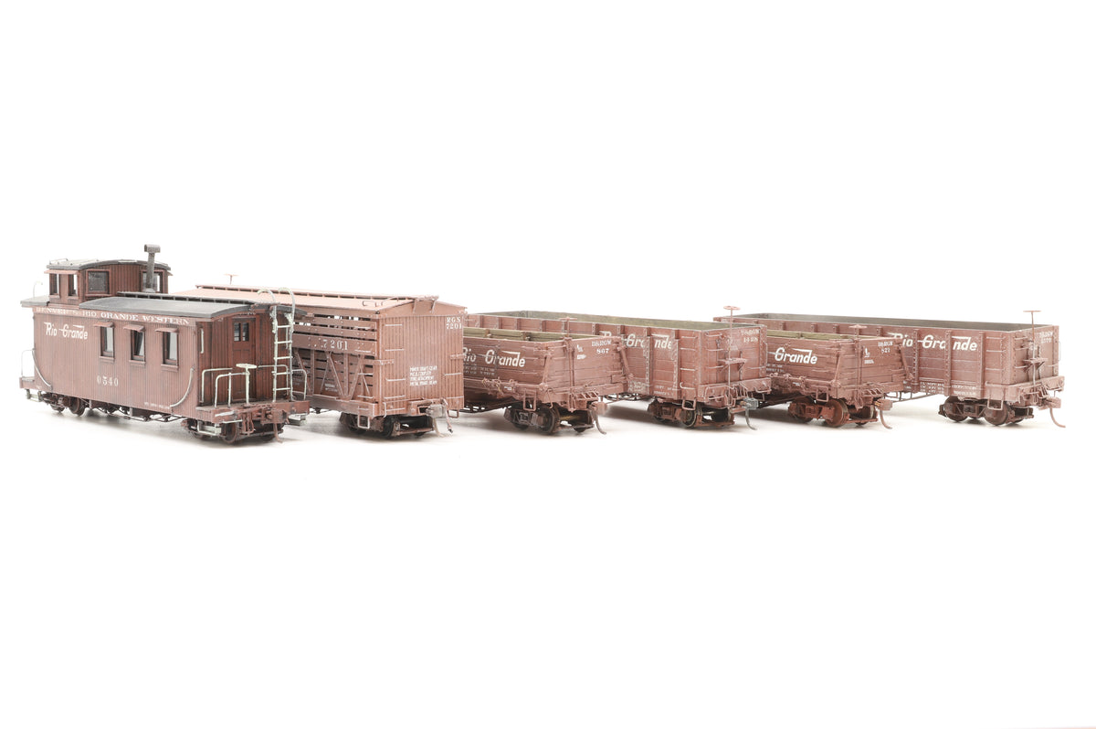 P–B–L (Kit-Built) Sn3 Rake of 6 D&RGW Wagons Weathered