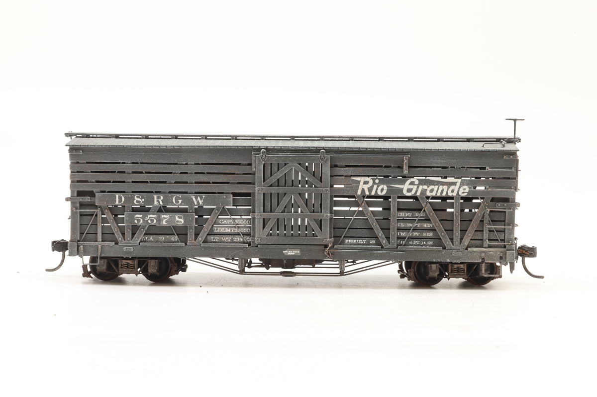 P–B–L (Kit-Built) Sn3 Pair of D&RGW Stock Cars Weathered