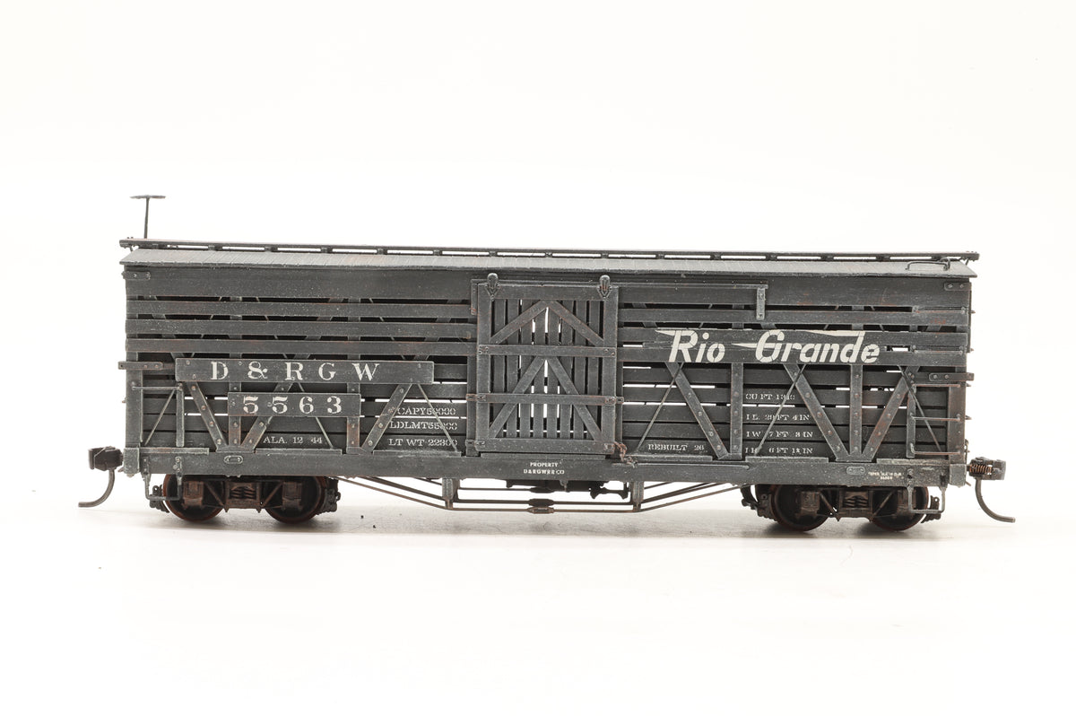 P–B–L (Kit-Built) Sn3 Pair of D&RGW Stock Cars Weathered