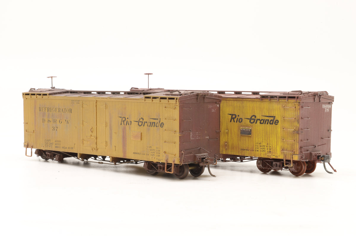 P–B–L (Kit-Built) Sn3 Pair of D&RGW Box Cars Weathered