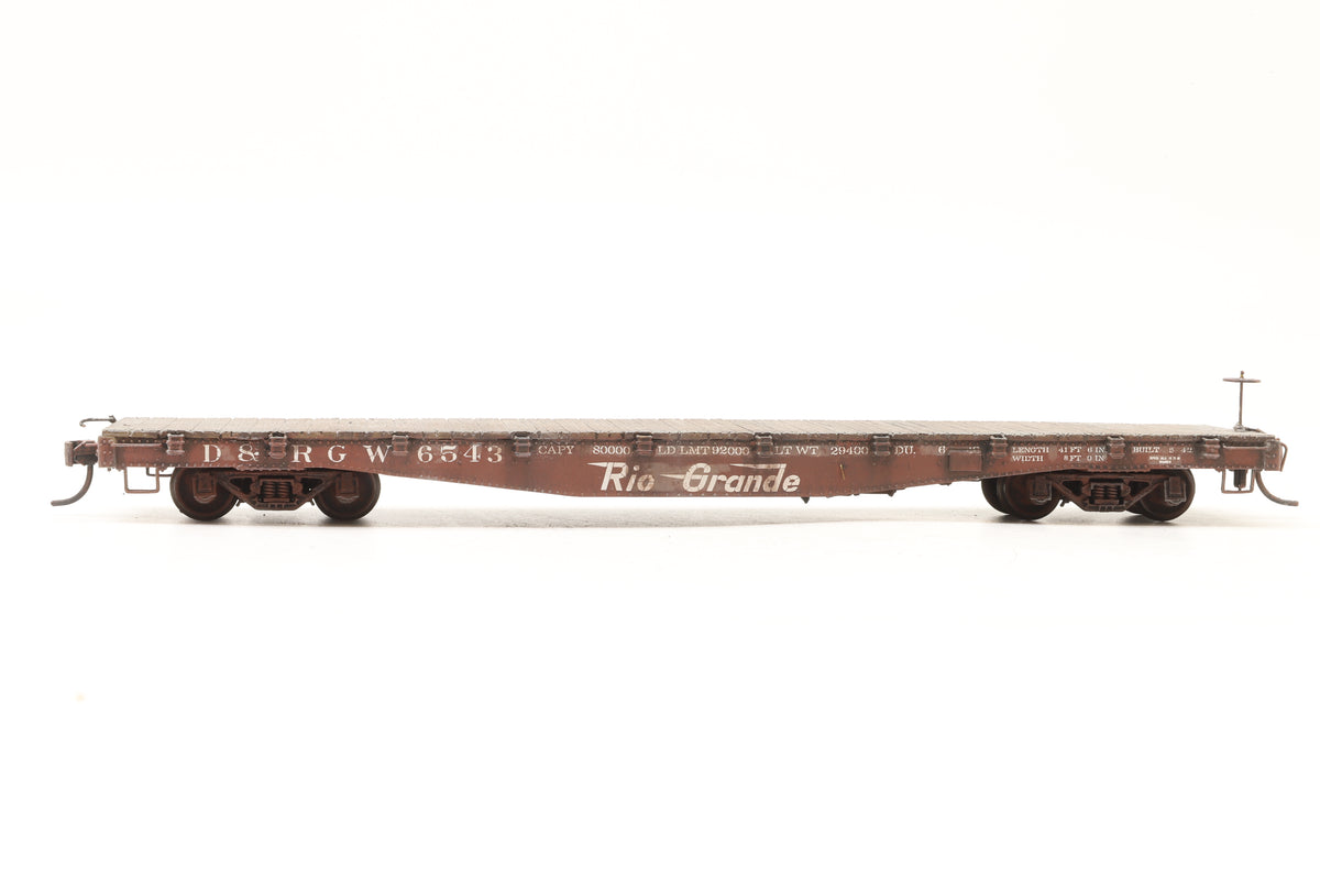 P–B–L (Kit-Built) Sn3 Rake of 3 D&RGW Flat Cars Weathered