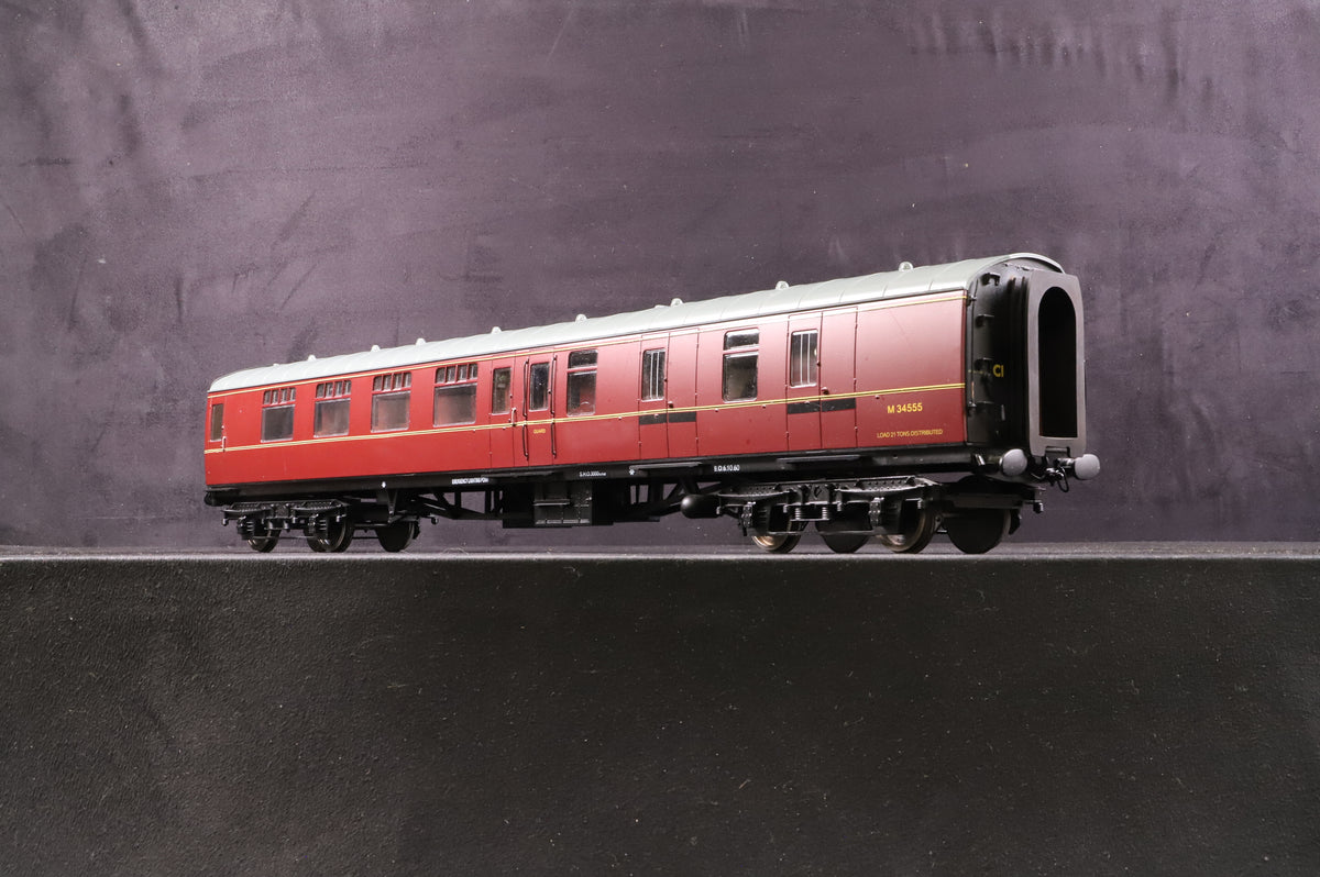 The Gauge 1 Model Co. 1:32 Gauge 1 RP121 BSK Brake Second Corridor Passenger Coach, Maroon &#39;M34555&#39;