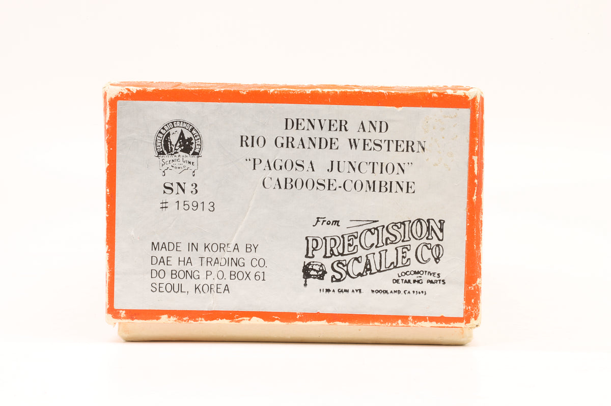 Precision Scale Co. Sn3 D&RGW "Pagosa Junction" Caboose-Combine, Weathered