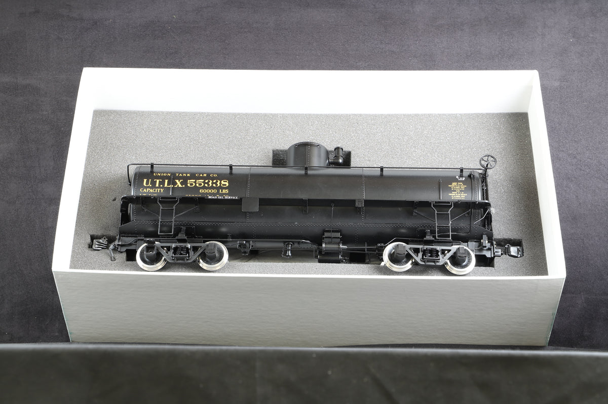 Three Foot Classic Models Inc. G Scale 1:20.3 UTLX Frameless Tank Car &#39;55338&#39;, Factory Painted Brass