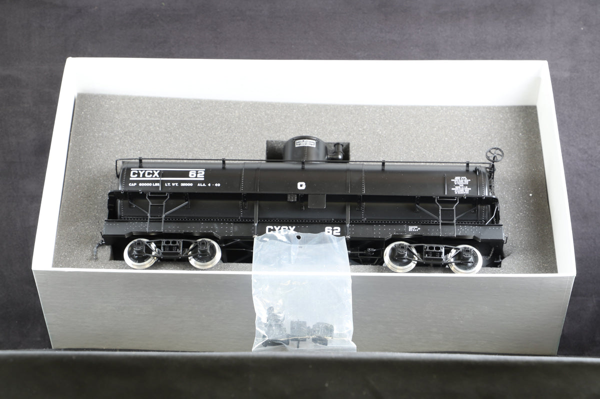 Three Foot Classic Models Inc. G Scale 1:20.3 CYCX Narrow Frame Tank Car &#39;62&#39;, Factory Painted Brass