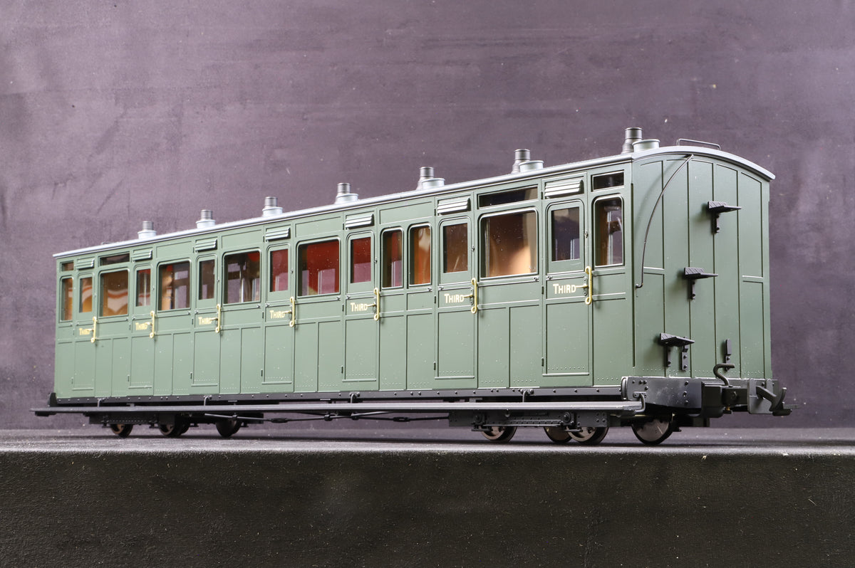 BMS/Accucraft 16mm Scale (45mm Gauge) Lynton & Barnstaple Third Class Coach R19-19, SR Green