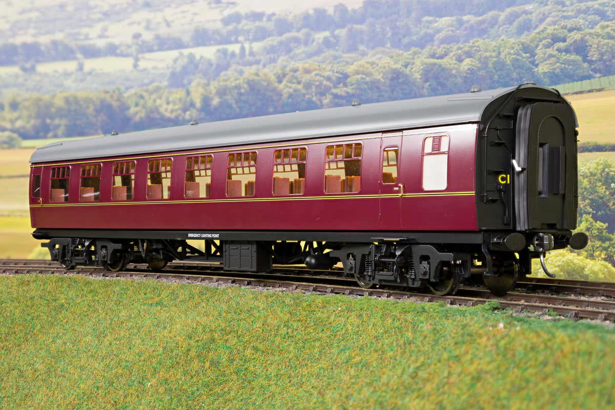 Darstaed D21-5-09CW Finescale O Gauge BR Mk1 RSO (Restaurant Second Open), Lined Maroon with Commonwealth Bogies