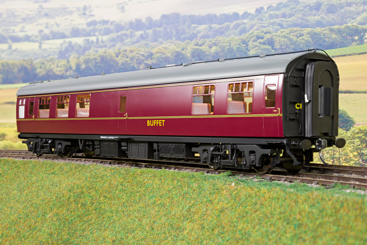 Darstaed D21-5-07CW Finescale O Gauge BR Mk1 RMB (Miniature Buffet), Lined Maroon with Commonwealth Bogies