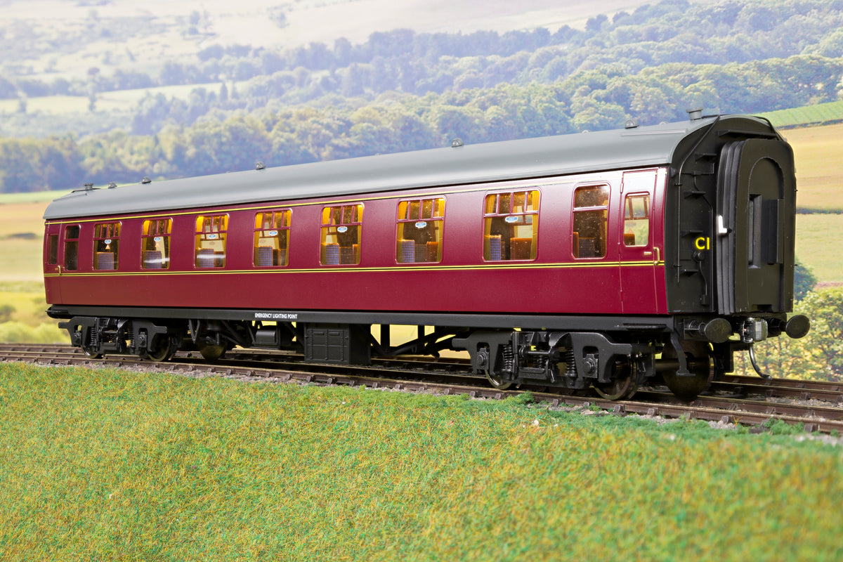 Darstaed D21-5-10CW Finescale O Gauge BR Mk1 RFO (Restaurant First Open), Lined Maroon with Commonwealth Bogies