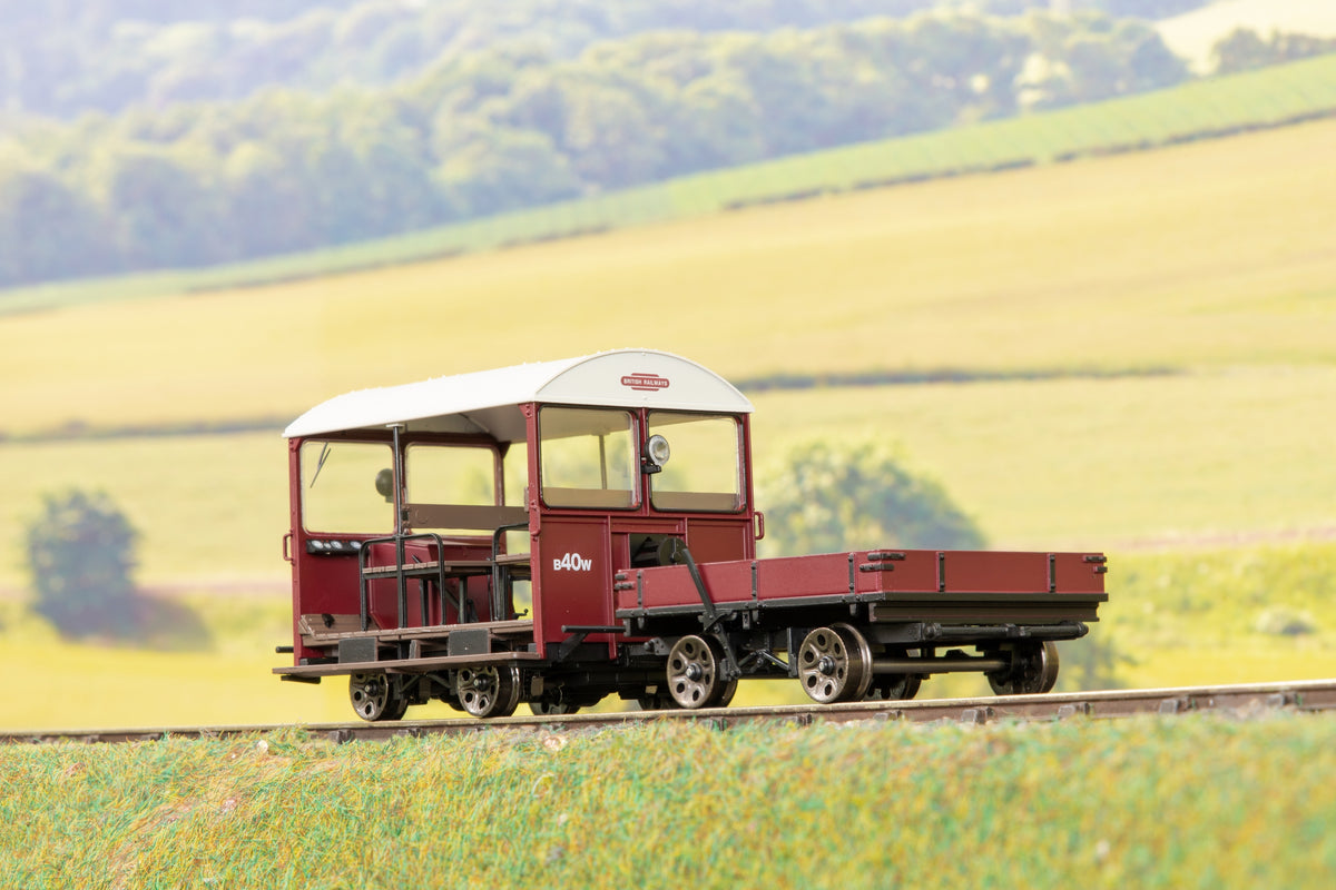 Ellis Clark Trains E1021ZS Finescale O Gauge Wickham Trolley &amp; Trailer, BR Maroon w/White Roof, Limited Edition, DCC Sound