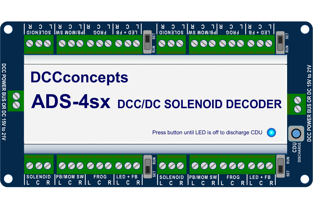 DCC Concepts Accessory Decoder CDU Solenoid Drive SX 4-Way w/Power Off Memory &amp; Protective Case