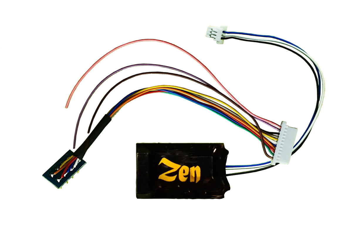 DCC Concepts Zen Black Decoder. Midi-sized decoder with 8-pin harness. High Power. 6 Functions. DCD-ZNM.HP.6