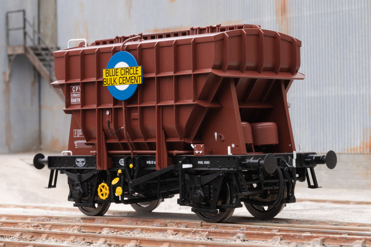 Ellis Clark Trains E3006A Finescale O Gauge Presflo Wagon &#39;Blue Circle&#39; &#39;B887879&#39; (TOPS), Bauxite