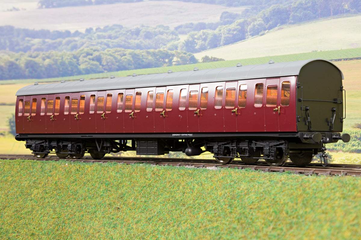 Darstaed D23-4-2 7mm Finescale O Gauge BR 57&#39; Mk1 Suburban Second Class (S) Coach, BR Un-Lined Maroon