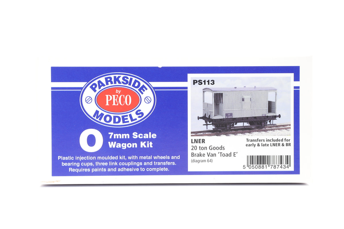 Parkside Dundas O Gauge PS113 LNER 20 ton Goods Brake Van Toad &#39;E&#39; Wagon Kit w/Wheels