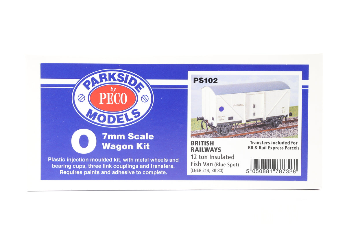 Parkside Dundas O Gauge PS102 British Railways 12 ton Insulated Fish Van (Blue Spot) Wagon Kit w/Wheels