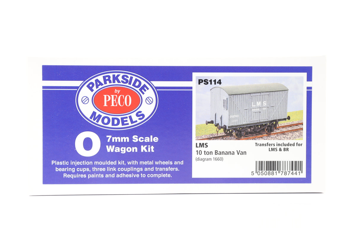 Parkside Dundas O Gauge PS114 LMS 10 ton Banana Van Wagon Kit w/Wheels