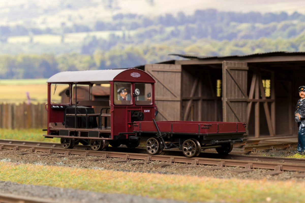 Ellis Clark Trains E1016U Finescale O Gauge Wickham Trolley &amp; Trailer, BR Maroon &#39;Unnumbered&#39;