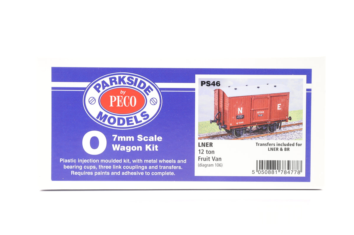 Parkside Dundas O Gauge PS46 LNER 12 ton Fruit Van Wagon Kit w/Wheels