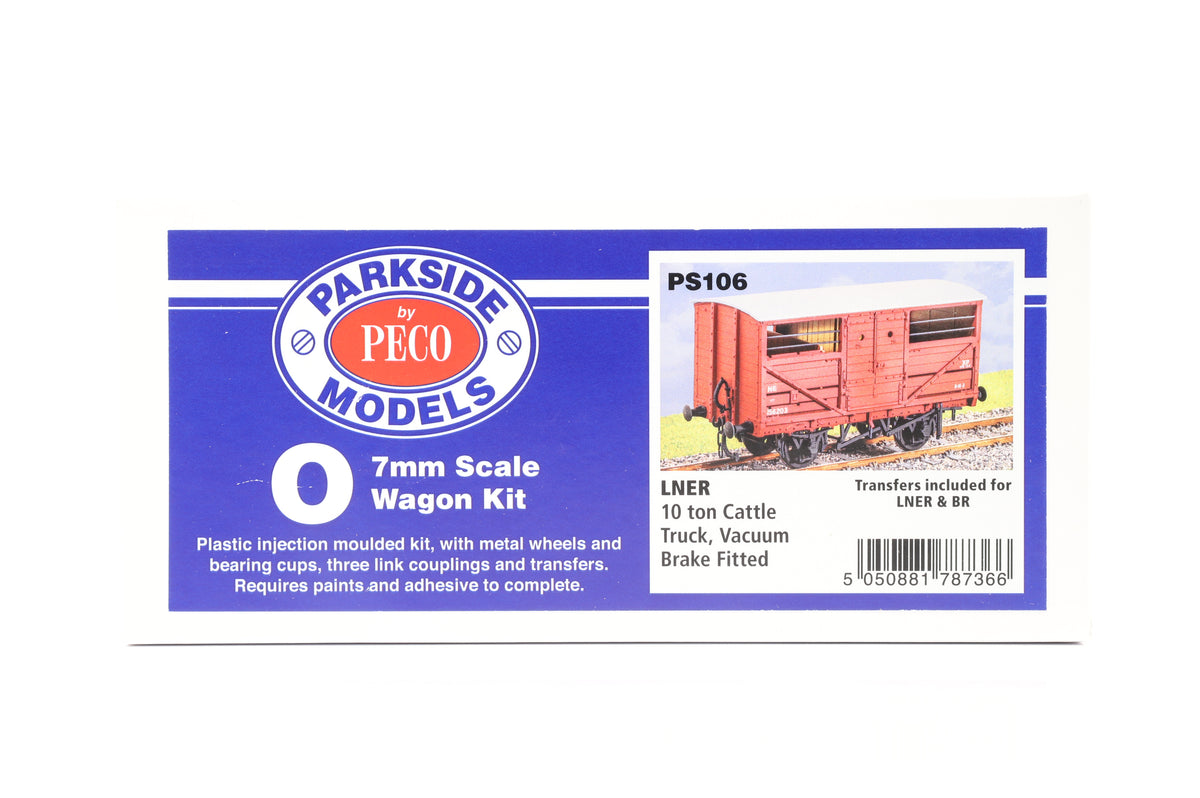 Parkside Dundas O Gauge PS106 LNER 10 Ton Cattle Truck, Vaccuum Brake Fitted Wagon Kit w/Wheels
