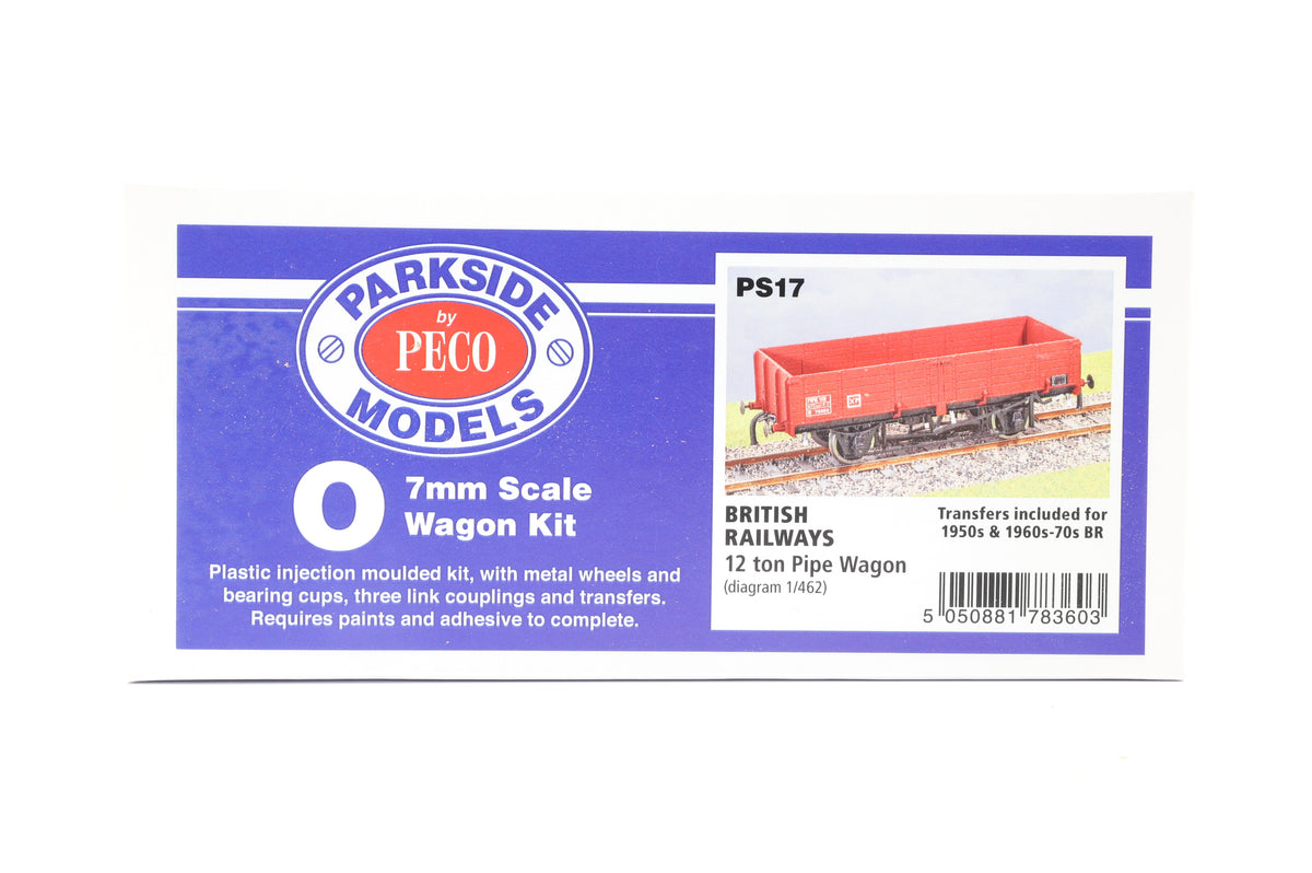 Parkside Dundas O Gauge PS17 BR 12 Ton Pipe Wagon Kit w/Wheels