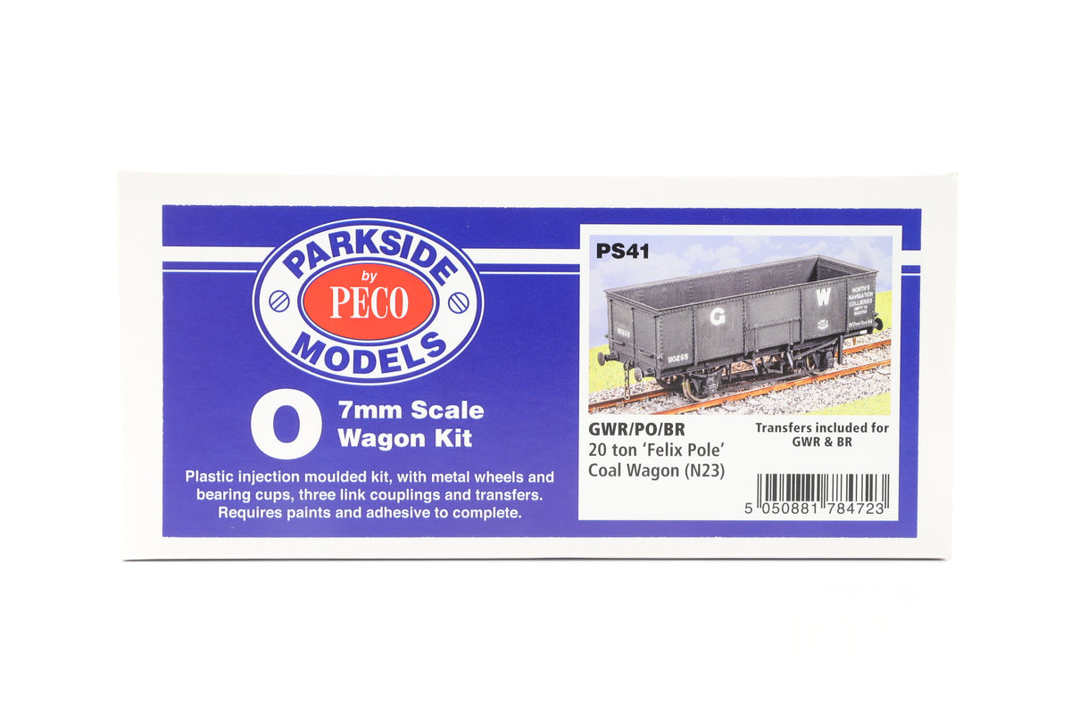 Parkside Dundas O Gauge PS41 GWR/PO/BR 20 Ton &#39;Felix Pole&#39; Coal Wagon Kit w/Wheels