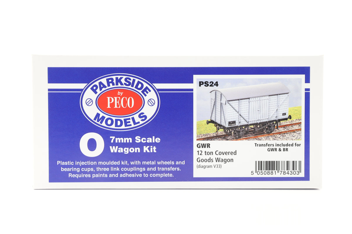 Parkside Dundas O Gauge PS24 GWR 12 ton Covered Goods Wagon Kit w/Wheels