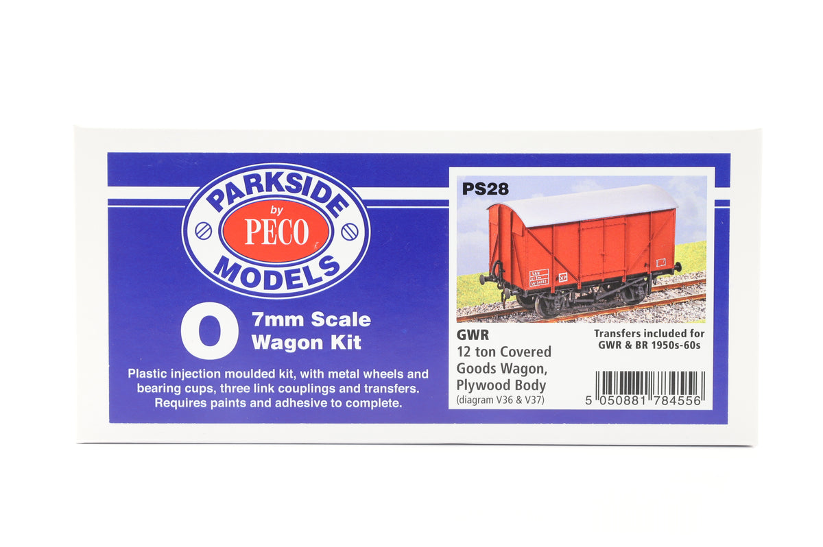 Parkside Dundas O Gauge PS28 GWR 12 ton Covered Goods Wagon, Plywood Body Kit w/Wheels