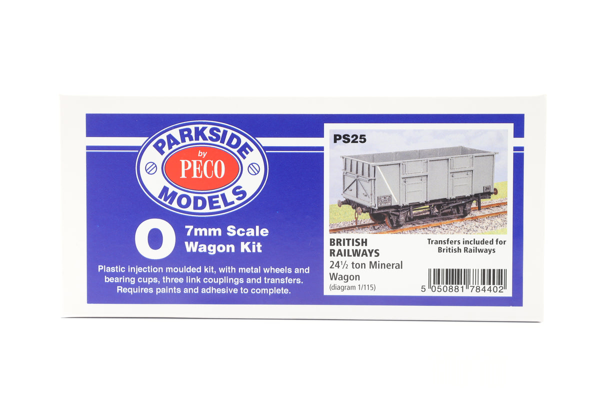 Parkside Dundas O Gauge PS25 British Railways 24 1/2 ton Mineral Wagon Kit w/Wheels