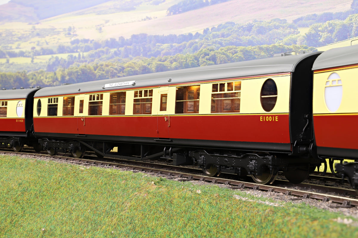 Darstaed D24-2-08A Finescale O Gauge BR (Ex-LNER) Thompson Mainline TK (Third Class) Coach, Crimson &amp; Cream &#39;E1001E&#39; (From &#39;The Elizabethan&#39;)