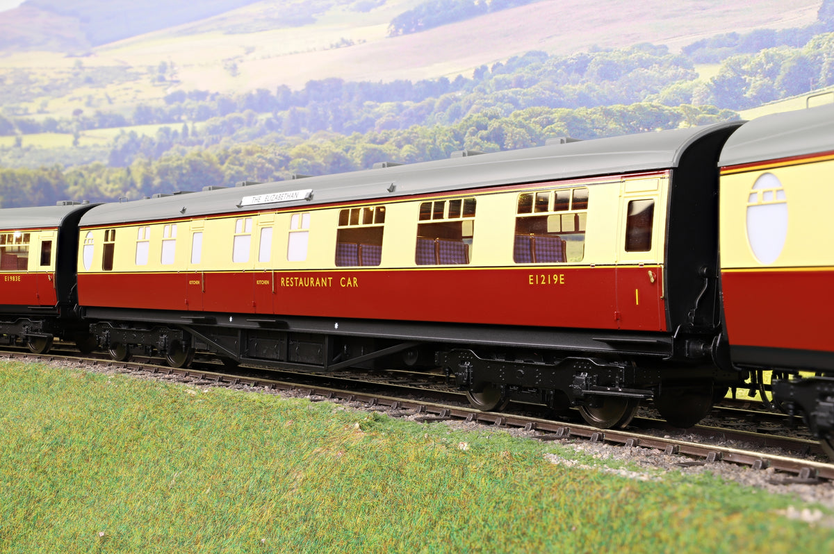 Darstaed D24-2-05RB Finescale O Gauge BR (Ex-LNER) Thompson Mainline RF (Restaurant First with Kitchen) Coach, Crimson &amp; Cream &#39;E1219E&#39; (From &#39;The Elizabethan&#39;)