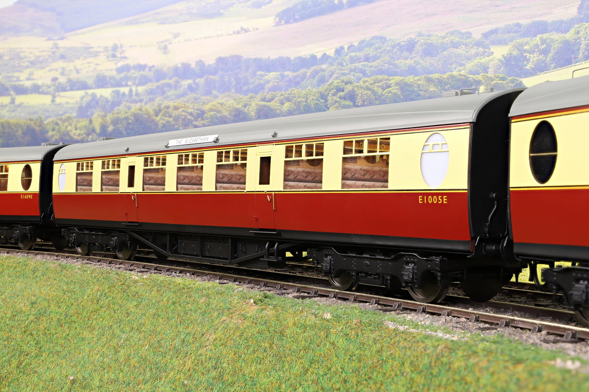 Darstaed D24-2-08B Finescale O Gauge BR (Ex-LNER) Thompson Mainline TK (Third Class) Coach, Crimson &amp; Cream &#39;E1005E&#39; (From &#39;The Elizabethan&#39;)