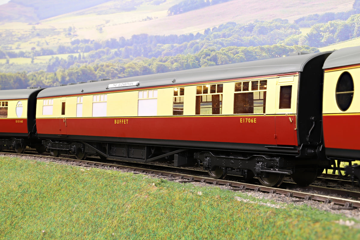 Darstaed D24-2-09A Finescale O Gauge BR (Ex-LNER) Thompson Mainline RB (Buffet Lounge Car) Coach, Crimson &amp; Cream &#39;E1706E&#39; (From &#39;The Elizabethan&#39;)